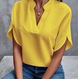 2025 Summer New V-Neck Shirt Women Solid Color Casual Buffet Shirt
