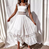 2025 New Fashion Lace Sleeveless Splicing Large Swing Dress Dress
