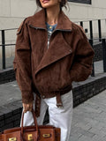 Autumn/Winter 2025 Women's Hot Sale Velvet Brown Loose Casual Jacket Jacket