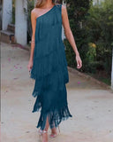 Fashion Eso-Shouldered Asymmetric Dress 2025 Spring And Summer New