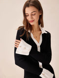 Autumn/Winter 2025 New Short Dress Women's Fashion Lotus Side Knitted Dress Long-Sleeved Little Scented Style Dress