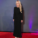Hot Women's Evening Dress 2025 Summer New Fashion Temperament Dress With A Round-Neck Long-Sleeved Dress