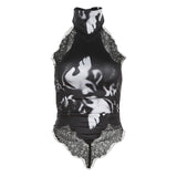 Fashion 2025 Summer New Women's Sexy Sexy Hottie Print Lace Design Tight Vest