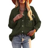 Women's 2025 New Autumn And Winter Shirt Solid Color Loose Wick Pocket Long-Sleeved Sleeve Shirt Jacket