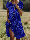 Summer Hot Selling Literary And Art National Wind Round Collar Long Dress