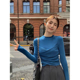 Autumn With A Set Of Stylish Blue Long-Sleeved Bottom Top Women 2025 Autumn Loose Suit Suit Suit Suit Suit