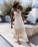 Women's Dress Casual Lace Splicing Sleeveless Long Dress
