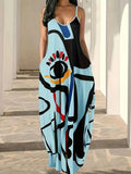 New Summer Cool Sling Skirt Abstract Face Style Digital Print Style Street Dress Woman
