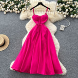 High-End Elegant Dress Women's Summer Dress French Light Luxury Lace Lace To Receive Waist Temperament Sling Dress