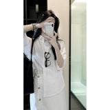 French Lazy Wind Relaxed Feeling White Thin Loose Sunscreen Shirt Women's Summer Design Half-Body Skirt Two-Piece