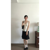 White Spice Girls Kinesi V-Neck Vest Small Top With Stylish Simple A-Word Thin Fishtail Half-Dress Woman Two-Case