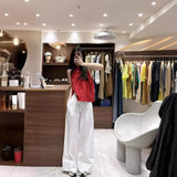 White Wide-Legged Casual Trousers Women's New Summer Thin Small Loose Display Thin High-Waisted Sweater Straight Trousers