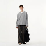 Waffle Wears Two Long-Sleeved T-Shirts For Men And Women Loosely Lazy Wind Oversize Design Sense Simple Top