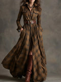 2025 Women's Shirt Dress Digital Print Collar Long Sleeve Retro Dress Dress