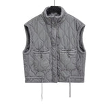 Ins Autumn 2025 New Women's Gray Collar Sleeveless Cotton Vest Washer