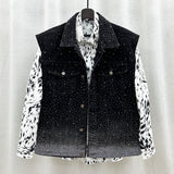 High-End Fashion Hot Full Of Star Denim Vest Coat Men's Fried Street Loose Sleeveless Vest Horse Clip Tide