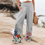 New Women's Four-Sided Bullet-Print Trousers High-Waisted Straight-In-Bag Casual Broad-Legged Trousers
