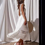 2025 New Fashion Lace Sleeveless Splicing Large Swing Dress Dress