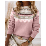 Wish Hot New Sweater Women's Round Collar Color Loose Fashion Knitted Shirt Long Sleeve