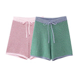2025 Summer New Women's Loose Knit POLO Shirt Top High Waist Shorts