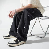 Heavy Industry Embroidered Jeans Men's Spring And Summer Trend Hop Hop Trousers Hip-Hop Loose Broad-Legged Trousers