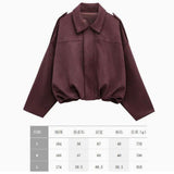 Women's 2025 New Bat Sleeve Loose-Fitting Velvet Bomber Jacket Jacket