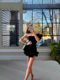 New Dress Tight Dress Irregular Lotus Ribs Waist Dress