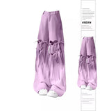 Fat Mm Dopamine Wearing Gradient Love Straps With Ripped Jeans Women's Large Size Loose Thin Broad Leg Pants