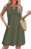 2025 Women's Casual Round Collar Foldless Pocket Dress