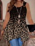 2025 Large-Size Lady Leopard Color Printing Irregular Pendulum Leisure Long Vest Sling