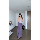 Pure-Want Suit Purple Hanging Neck-Loand Sling Female Summer New Hottie Strap Half Skirt Two Sets
