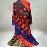 Large-Size New Wish Spring Round-Collar Explosion Casual Fashion Long-Sleeved Print Long Dress Girl