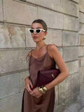 2025 New Women's Sexy Hottie Long Sling Skirt With A Vertical Feeling With A Shoulderless Sleeve