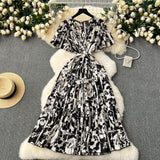 French Vintage Orange Tsper Dress 2025 Summer New Strap Design Design Feel Smashed Spun Dress