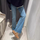 Micro-Thorn Jeans Women's Spring And Summer 2025 New High-Rise Thin Small Pear-Shaped Body Elastic Broad Leggings