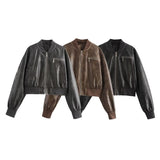 Women's Clothing Explosion Three-Color Retro Zipper Jacket