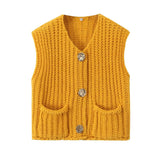 2025 Autumn Street Shirt Fashion Cute Crochet Wool Vest Knitted Thick Knitted Vest Women's Clothing