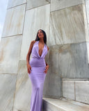 24 New Summer Women's Clothing White Folded Neck Dress