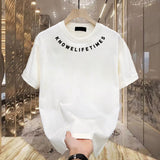 Cute Cotton Without Gender Short-Sleeved T-Shirt Men's Casual Half-Sleeved Neck Print Round Collar Top