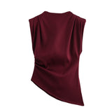 Women's Clothing 2025 Spring New New Fashion Folding Decoration Asymmetrical With Pad Shoulder Dress Woman