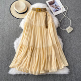 White Half-Dress Women's Dress 2025 Summer Small In The Long Leisure High-Rise Display Thin Pendulum Ponve Egg