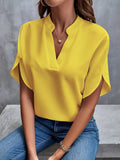 2025 Women's Summer Casual Pure Color V-Neck Loose Shirt Top Woman