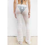 Spring 2025 New Hottie Hollow Pattern Sexy Perspective Holiday Style Knitted Casual Trousers Woman