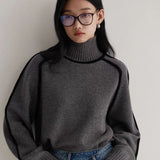 2025 Maillard Autumn Winter Stripes Thin Leisure Loose Set Knitted Lazy Wind Sweater
