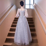 Evening Dress Banquet Light Luxury Niche Host Dignified Atmospheric Dinner Long Long Sleeve Dress Student Art Exam Dress