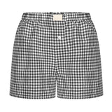 2025 Summer New Ladies Leisurely Comfortable High-Waisted Broad-Legged Retro Lattice Shorts