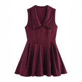 Wide Folds Lead Short Dress 2025 Summer Temperament Sleeveless Vest Style A-Word Repair Miniskirt