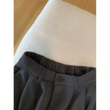 Simple Temperament Gray High-Waisted Striped Curly-Fried Casual Pants Women's Spring And Autumn New Commuter Loose Broad-Legged Pants