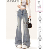 Butterfly Micro-Tight Jeans Women Autumn New Retro Hottie Slimming High-Sight Belt Splicing Pants Tide