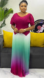 Three-House Folded Suit Women's Summer Design Feeling Shiny Short-Sleeved Top High Waist Gradient Color Bajamas Skirt